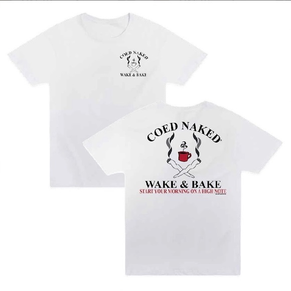 Coed Naked Wake & Bake Men’s T-Shirt New - Picture 1 of 2